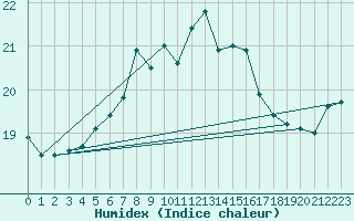 Courbe de l'humidex pour Holmon