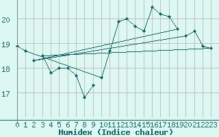 Courbe de l'humidex pour Dieppe (76)