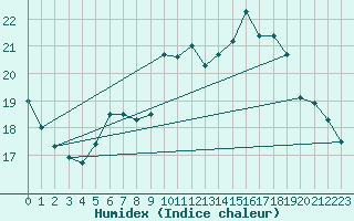 Courbe de l'humidex pour Bad Lippspringe