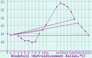 Courbe du refroidissement olien pour Potes / Torre del Infantado (Esp)