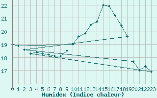 Courbe de l'humidex pour Muret (31)