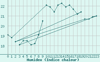 Courbe de l'humidex pour Figari (2A)