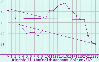 Courbe du refroidissement olien pour Brignogan (29)