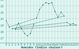 Courbe de l'humidex pour Herhet (Be)