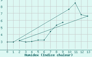 Courbe de l'humidex pour Le Gua - Nivose (38)