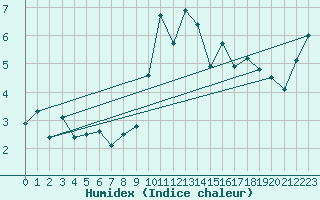 Courbe de l'humidex pour Hoernli