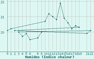 Courbe de l'humidex pour Tarifa