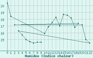 Courbe de l'humidex pour Ferrire-Laron (37)