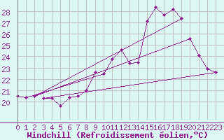 Courbe du refroidissement olien pour Hyres (83)