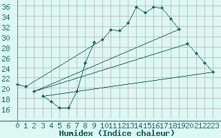 Courbe de l'humidex pour Molina de Aragn