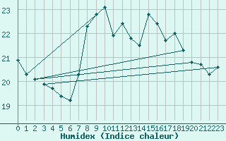 Courbe de l'humidex pour La Coruna