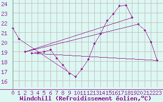 Courbe du refroidissement olien pour Albi (81)