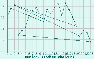 Courbe de l'humidex pour Wdenswil