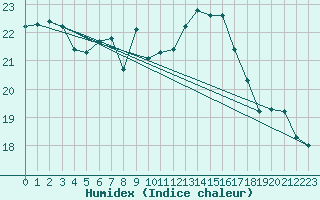 Courbe de l'humidex pour Sint Katelijne-waver (Be)