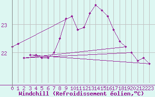 Courbe du refroidissement olien pour Gibraltar (UK)