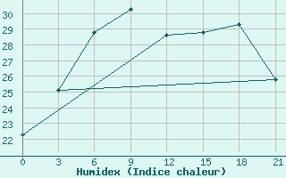 Courbe de l'humidex pour Vyborg