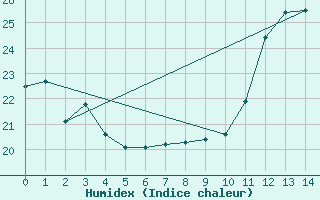 Courbe de l'humidex pour Punta Marina