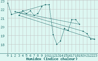 Courbe de l'humidex pour Dijon / Longvic (21)