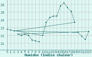 Courbe de l'humidex pour Lyon - Bron (69)