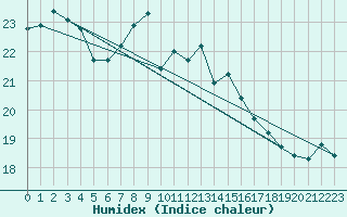 Courbe de l'humidex pour Ruhnu