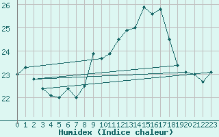 Courbe de l'humidex pour Cap Pertusato (2A)