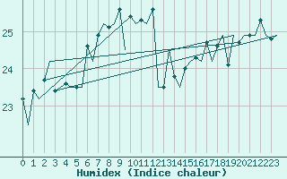 Courbe de l'humidex pour Vlieland