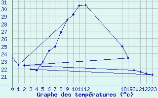 Courbe de tempratures pour Neusiedl am See