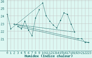 Courbe de l'humidex pour Pointe de Chemoulin (44)