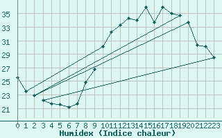 Courbe de l'humidex pour Belfort-Dorans (90)