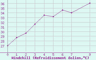 Courbe du refroidissement olien pour Tha Wang Pha