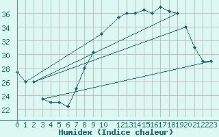 Courbe de l'humidex pour Bechar