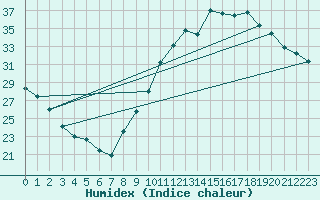 Courbe de l'humidex pour Montlimar (26)