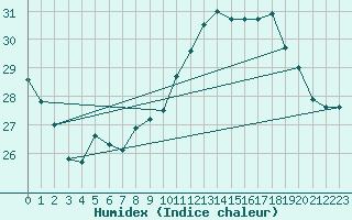 Courbe de l'humidex pour Cap Ferret (33)