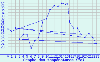 Courbe de tempratures pour Errachidia