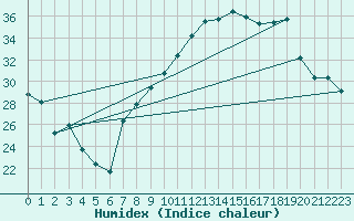 Courbe de l'humidex pour Hyres (83)