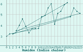 Courbe de l'humidex pour Les Charbonnires (Sw)