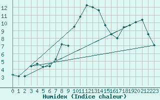 Courbe de l'humidex pour Kongsvinger