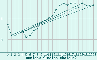 Courbe de l'humidex pour Hvide Sande