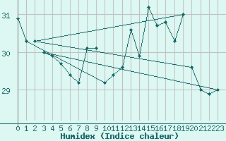 Courbe de l'humidex pour Pointe de Chassiron (17)