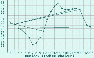 Courbe de l'humidex pour Ciudad Real (Esp)