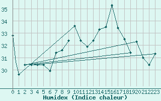 Courbe de l'humidex pour Ghardaia