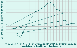 Courbe de l'humidex pour Biskra
