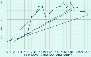 Courbe de l'humidex pour Forde / Bringelandsasen