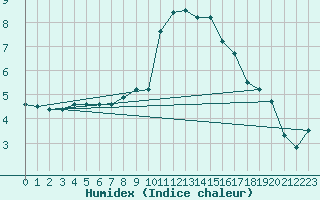Courbe de l'humidex pour Bjornholt