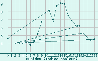 Courbe de l'humidex pour Muret (31)