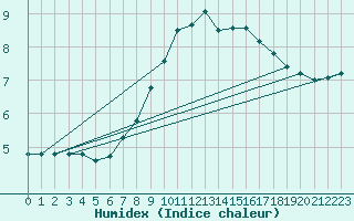 Courbe de l'humidex pour Interlaken