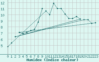 Courbe de l'humidex pour Cimetta