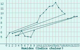 Courbe de l'humidex pour Besanon (25)