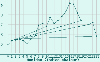 Courbe de l'humidex pour Fister Sigmundstad