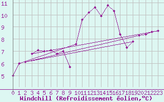 Courbe du refroidissement olien pour Perpignan (66)